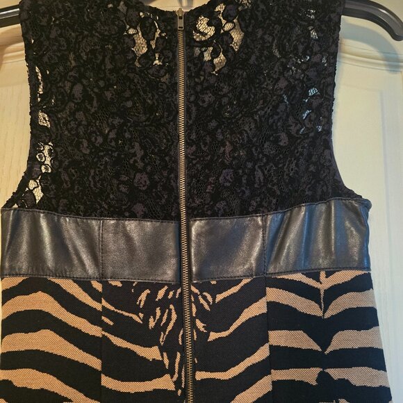 Sexy Tracy Reese Leather, Jacquard, & Lace Cocktail Party Dress Size 2 - Picture 5 of 6